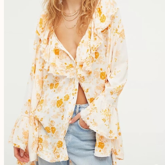 Free People Tops - Free People Loretta Printed Tunic Top Tea Combo Size XS